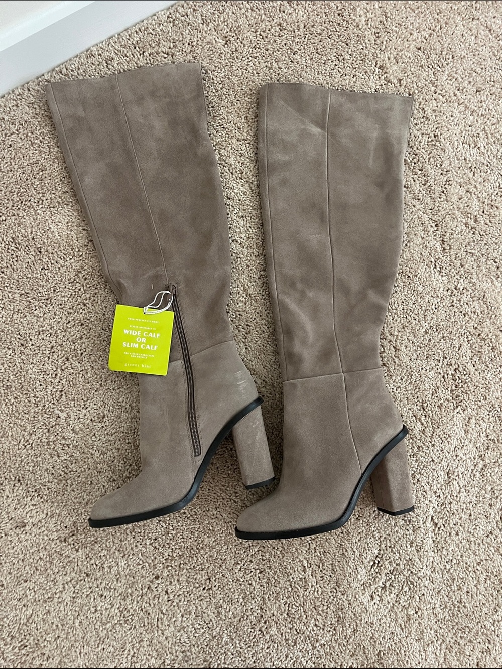 Gianni Bini Taupe Suede Over-the-Knee Block Heel Boots - Picture 1 of 3
